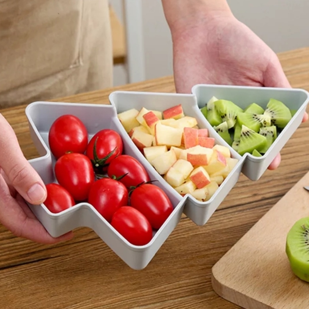 Tree Serving Dish Three Sections Holiday Gift